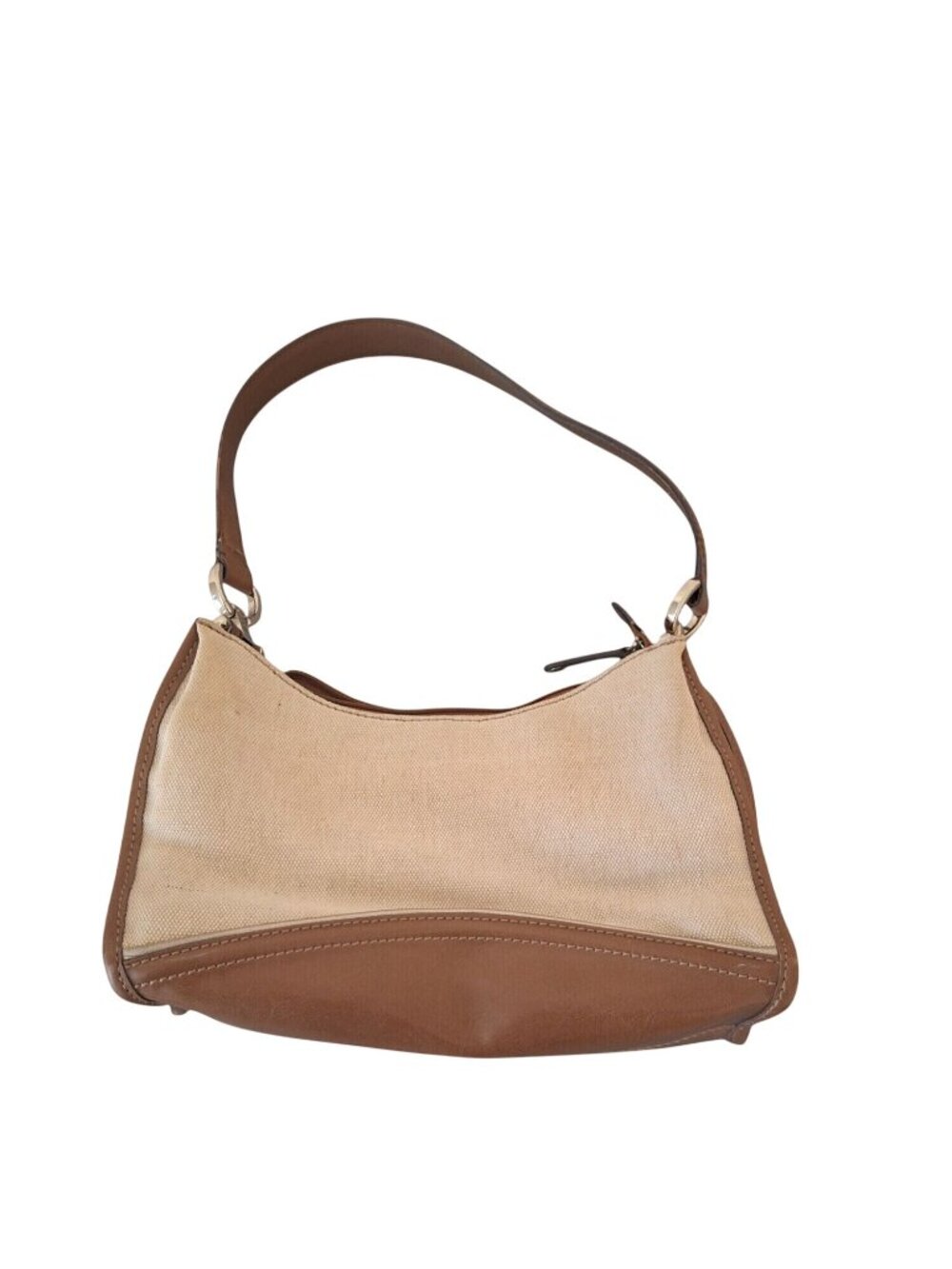 Liz Claiborne Jute Cotton Shoulder Bag Tan Brown Y2K Baguette Purse Boho